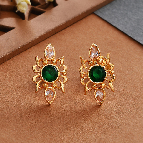 Green stone online ear studs