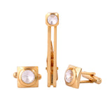 Elegant Golden Tie Pin and Cufflink Set