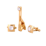 Elegant Golden Tie Pin and Cufflink Set