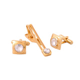 Elegant Golden Tie Pin and Cufflink Set