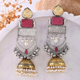 Antique Opulance Statement Vibrant Pink Chandbali Earrings