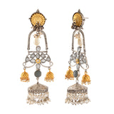 Antique Opulance Floral Statement Chandbali Jhumka Earrings