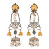 Antique Opulance Floral Statement Chandbali Jhumka Earrings