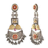 Antique Opulance Statement Red Chandbali Earrings