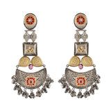 Antique Opulance Statement Red Chandbali Earrings