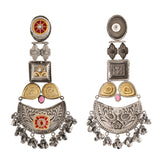 Antique Opulance Statement Red Chandbali Earrings