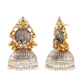 Antique Opulance Statement Chandbali Jhumka Earrings