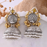 Antique Opulance Statement Chandbali Jhumka Earrings