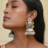 Antique Opulance Statement Chandbali Jhumka Earrings