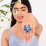 Flower Fantasy Sapphire Blue Statement Ring