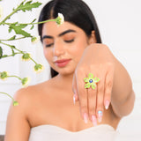 Flower Fantasy Sage Green  Spring Blossom Ring