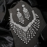 Sparkling Opulance Cascading Teardrop American Diamond Necklace Set