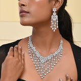 Sparkling Opulance Cascading Teardrop American Diamond Necklace Set