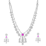 Sparkling Opulance Lilac Vines American Diamond Necklace Set