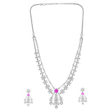 Sparkling Opulance Lilac Vines American Diamond Necklace Set