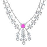 Sparkling Opulance Lilac Vines American Diamond Necklace Set