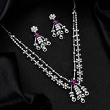 Sparkling Opulance Lilac Vines American Diamond Necklace Set