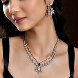 Sparkling Opulance Lilac Vines American Diamond Necklace Set