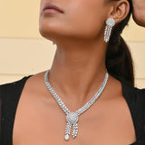 Sparkling Opulance Stunning Marquise American Diamond Necklace Set