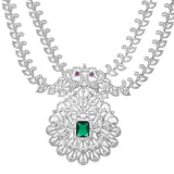 Sparkling Opulance Emerald Plume American Diamond Necklace Set