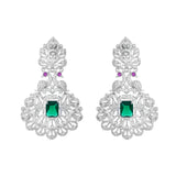 Sparkling Opulance Emerald Plume American Diamond Necklace Set