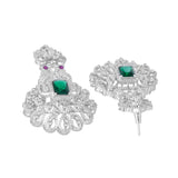 Sparkling Opulance Emerald Plume American Diamond Necklace Set