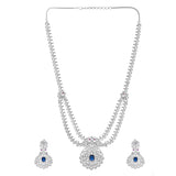 Sparkling Opulance Saphhire Plume American Diamond Necklace Set