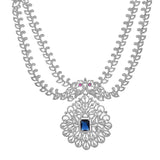 Sparkling Opulance Saphhire Plume American Diamond Necklace Set