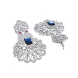 Sparkling Opulance Saphhire Plume American Diamond Necklace Set