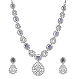 Sparkling Opulance Stunning Blue American Diamond Necklace Set