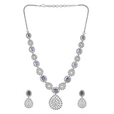 Sparkling Opulance Stunning Blue American Diamond Necklace Set