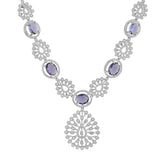 Sparkling Opulance Stunning Blue American Diamond Necklace Set