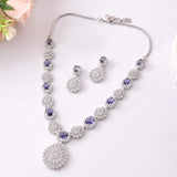 Sparkling Opulance Stunning Blue American Diamond Necklace Set