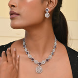 Sparkling Opulance Stunning Blue American Diamond Necklace Set