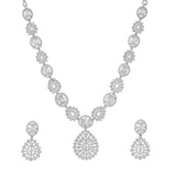 Sparkling Opulance Diamond Halo American Diamond Necklace Set