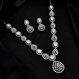 Sparkling Opulance Diamond Halo American Diamond Necklace Set