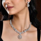 Sparkling Opulance Diamond Halo American Diamond Necklace Set