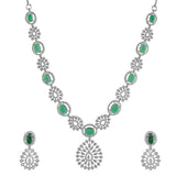 Sparkling Opulance Stunning Green American Diamond Necklace Set