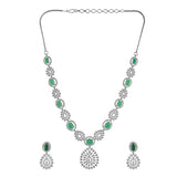 Sparkling Opulance Stunning Green American Diamond Necklace Set