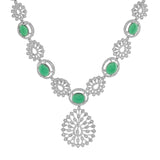 Sparkling Opulance Stunning Green American Diamond Necklace Set