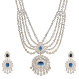 Sparkling Opulance Glorious Blue American Diamond Necklace Set