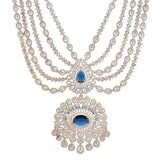 Sparkling Opulance Glorious Blue American Diamond Necklace Set