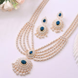 Sparkling Opulance Glorious Blue American Diamond Necklace Set