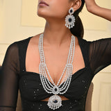 Sparkling Opulance Glorious Blue American Diamond Necklace Set