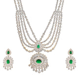 Sparkling Opulance Glorious Green American Diamond Necklace Set