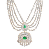 Sparkling Opulance Glorious Green American Diamond Necklace Set