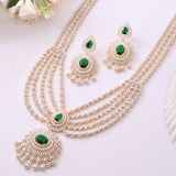 Sparkling Opulance Glorious Green American Diamond Necklace Set