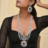 Sparkling Opulance Glorious Green American Diamond Necklace Set