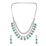 Sparkling Essentials Emerald Cascade Layered American Diamond Necklace Set