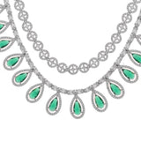 Sparkling Essentials Emerald Cascade Layered American Diamond Necklace Set